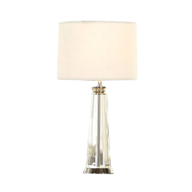 Tapered Table Lamp Simplicity Clear Crystal 1 Bulb White Reading Light, 12"/14" Wide Clearhalo 'Lamps' 'Table Lamps' Lighting' 412051