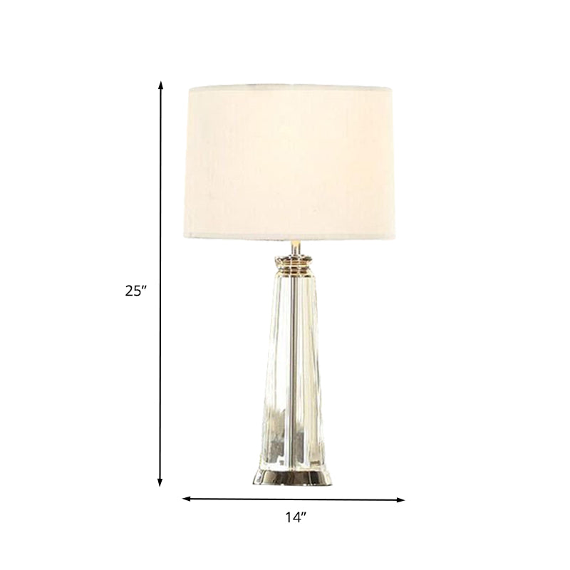 Tapered Table Lamp Simplicity Clear Crystal 1 Bulb White Reading Light, 12"/14" Wide Clearhalo 'Lamps' 'Table Lamps' Lighting' 412054