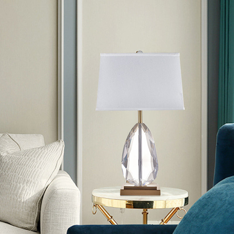 1 Bulb Teardrop Task Lighting Contemporary Beveled Crystal Reading Book Light in White Clearhalo 'Lamps' 'Table Lamps' Lighting' 412723