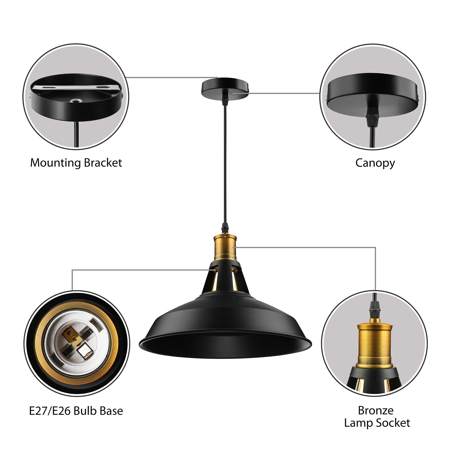 10.5"/12"/15" W 1 Light Hanging Light with Barn Shade Iron Farmhouse Style Dining Room Ceiling Light Fixture in Black/White/White Inner Clearhalo 'Art Deco Pendants' 'Black' 'Cast Iron' 'Ceiling Lights' 'Ceramic' 'Crystal' 'Industrial Pendants' 'Industrial' 'Metal' 'Middle Century Pendants' 'Pendant Lights' 'Pendants' 'Rustic Pendants' 'Tiffany' Lighting' 4130