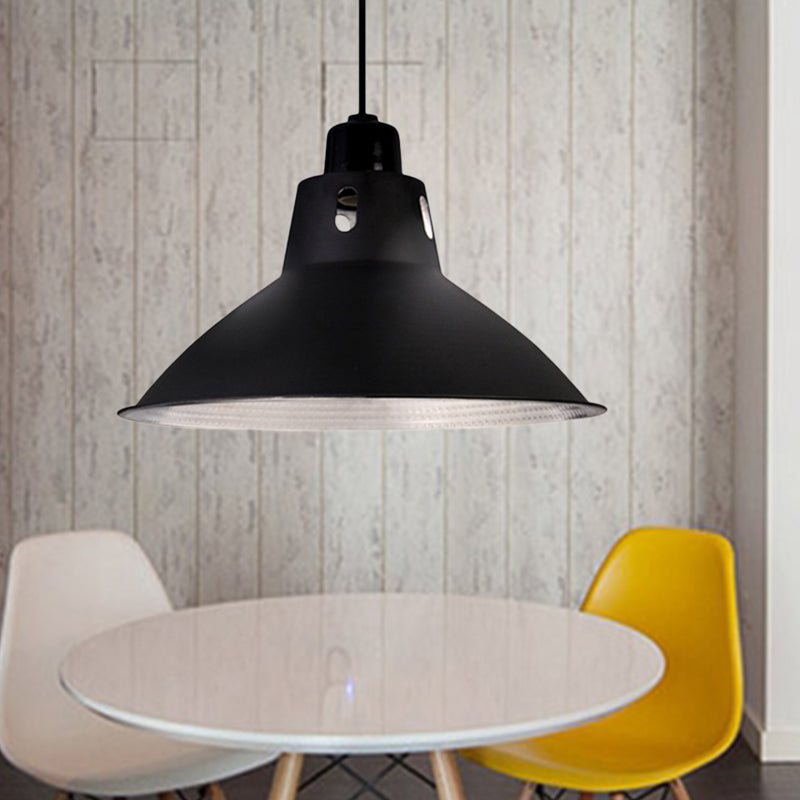 14"/16" W Bowl Dining Table Ceiling Pendant Farmhouse Metallic 1 Light Black Suspension Light Black Clearhalo 'Art Deco Pendants' 'Black' 'Cast Iron' 'Ceiling Lights' 'Ceramic' 'Crystal' 'Industrial Pendants' 'Industrial' 'Metal' 'Middle Century Pendants' 'Pendant Lights' 'Pendants' 'Rustic Pendants' 'Tiffany' Lighting' 41351