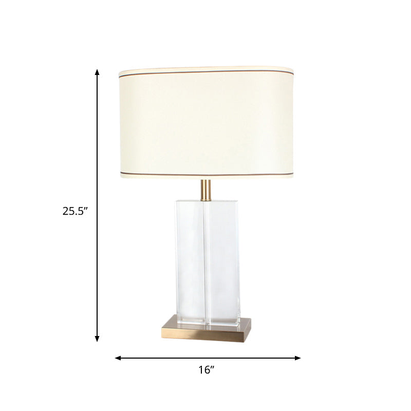 1 Head Rectangle Task Lamp Contemporary Hand-Cut Crystal Reading Book Light in White Clearhalo 'Lamps' 'Table Lamps' Lighting' 413926