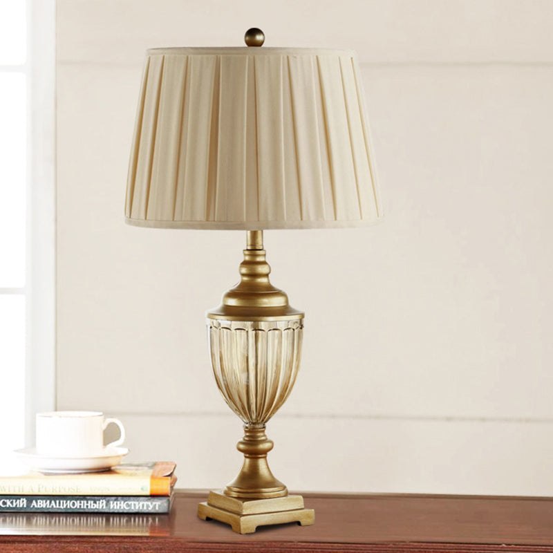 Barrel Shape Fabric Task Lamp Contemporary 1 Head Gold Reading Book Light for Study Gold Clearhalo 'Lamps' 'Table Lamps' Lighting' 415406