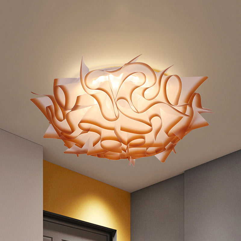 Twist Acrylic Shade Flush Mount Light Nordic White/Brown LED Ceiling Mount Light for Bedroom in Third Gear Clearhalo 'Ceiling Lights' 'Close To Ceiling Lights' 'Close to ceiling' 'Flush mount' Lighting' 416064