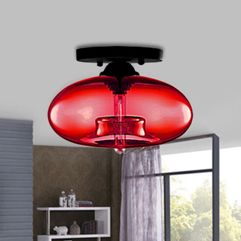 Glass Oval Flush Mount Lamp Simple Style 1 Light Clear/Amber/Smoky Ceiling Flush Mount for Hallway Clearhalo 'Ceiling Lights' 'Close To Ceiling Lights' 'Close to ceiling' 'Glass shade' 'Glass' 'Island Lights' 'Semi-flushmount' Lighting' 416123