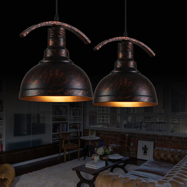 Industrial Bowl Shade Pendant Lighting 1 Light Metal Suspension Light with 39" Cord Adjustable in Rust/White/Black Rust Clearhalo 'Art Deco Pendants' 'Black' 'Cast Iron' 'Ceiling Lights' 'Ceramic' 'Crystal' 'Industrial Pendants' 'Industrial' 'Metal' 'Middle Century Pendants' 'Pendant Lights' 'Pendants' 'Rustic Pendants' 'Tiffany' Lighting' 41784