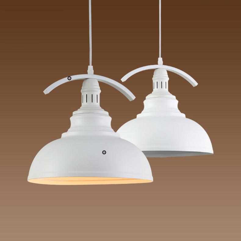 Industrial Bowl Shade Pendant Lighting 1 Light Metal Suspension Light with 39" Cord Adjustable in Rust/White/Black Clearhalo 'Art Deco Pendants' 'Black' 'Cast Iron' 'Ceiling Lights' 'Ceramic' 'Crystal' 'Industrial Pendants' 'Industrial' 'Metal' 'Middle Century Pendants' 'Pendant Lights' 'Pendants' 'Rustic Pendants' 'Tiffany' Lighting' 41787