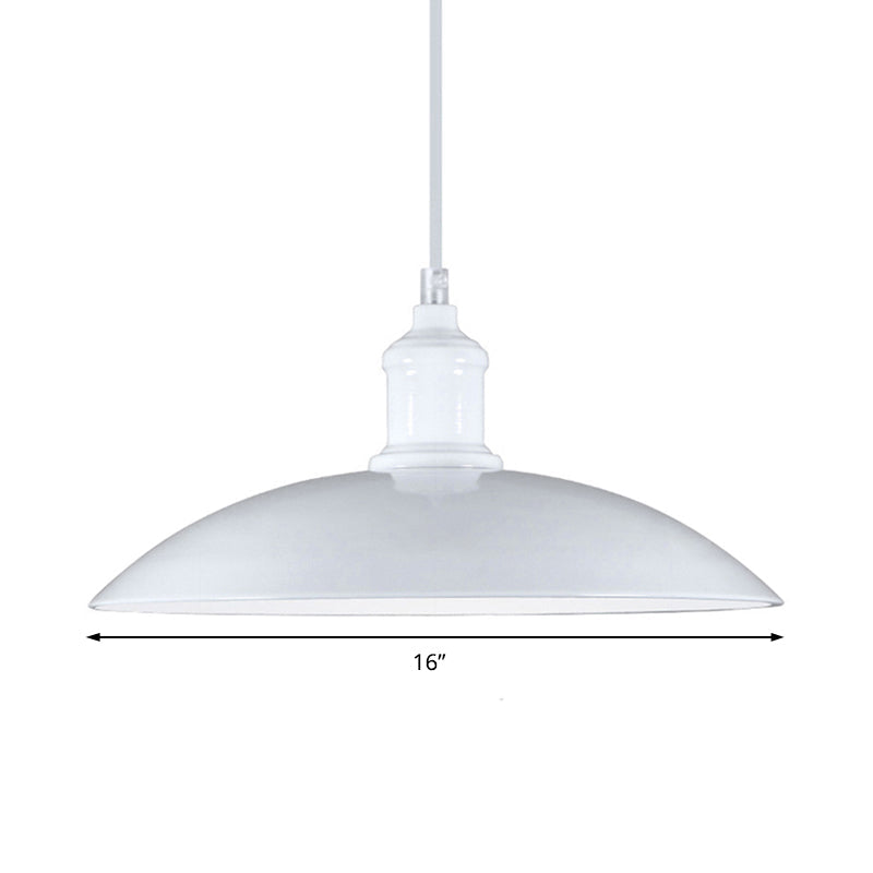 Metallic Saucer Shade Pendant Light Industrial Style 12.5"/16" W 1 Light Living Room Ceiling Hanging Light in Black/White Clearhalo 'Art Deco Pendants' 'Black' 'Cast Iron' 'Ceiling Lights' 'Ceramic' 'Crystal' 'Industrial Pendants' 'Industrial' 'Metal' 'Middle Century Pendants' 'Pendant Lights' 'Pendants' 'Rustic Pendants' 'Tiffany' Lighting' 42140