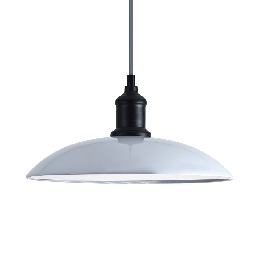 Metallic Saucer Shade Pendant Light Industrial Style 12.5"/16" W 1 Light Living Room Ceiling Hanging Light in Black/White Clearhalo 'Art Deco Pendants' 'Black' 'Cast Iron' 'Ceiling Lights' 'Ceramic' 'Crystal' 'Industrial Pendants' 'Industrial' 'Metal' 'Middle Century Pendants' 'Pendant Lights' 'Pendants' 'Rustic Pendants' 'Tiffany' Lighting' 42141