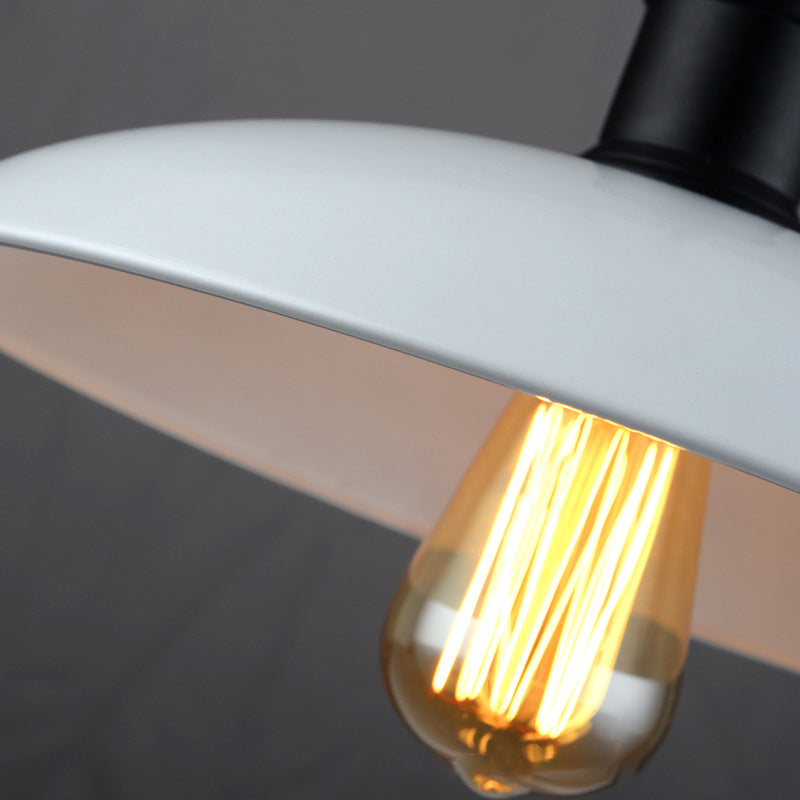 Metallic Saucer Shade Pendant Light Industrial Style 12.5"/16" W 1 Light Living Room Ceiling Hanging Light in Black/White Clearhalo 'Art Deco Pendants' 'Black' 'Cast Iron' 'Ceiling Lights' 'Ceramic' 'Crystal' 'Industrial Pendants' 'Industrial' 'Metal' 'Middle Century Pendants' 'Pendant Lights' 'Pendants' 'Rustic Pendants' 'Tiffany' Lighting' 42142