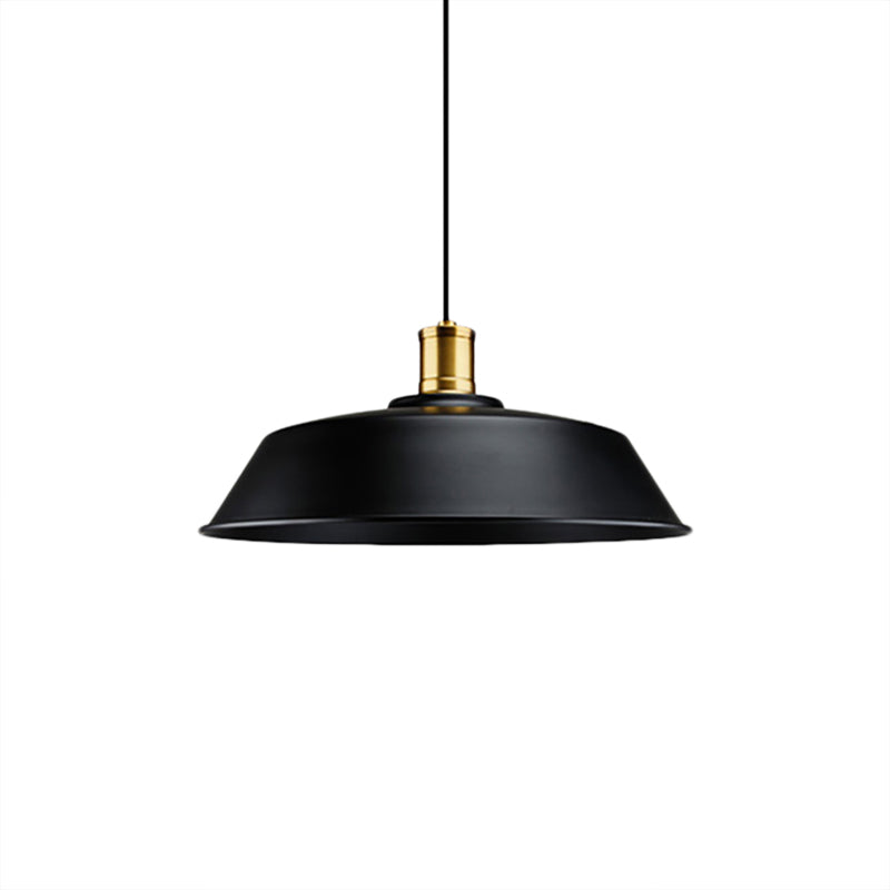 Barn Living Room Pendant Light Retro Metallic 1 Light Black Finish Ceiling Hanging Lamp, 10"/14"/18" Width Clearhalo 'Art Deco Pendants' 'Black' 'Cast Iron' 'Ceiling Lights' 'Ceramic' 'Crystal' 'Industrial Pendants' 'Industrial' 'Metal' 'Middle Century Pendants' 'Pendant Lights' 'Pendants' 'Rustic Pendants' 'Tiffany' Lighting' 42536