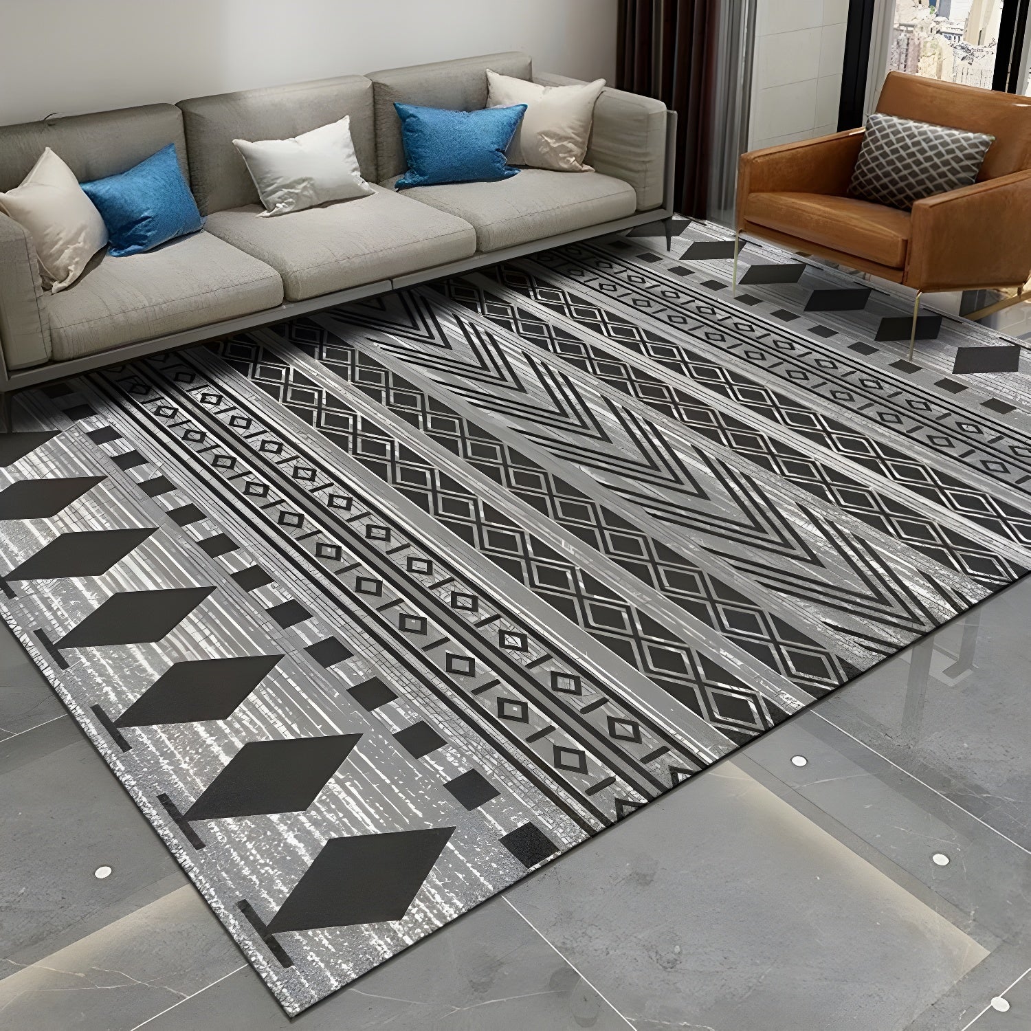 Retro Bohemian Carpet Indoor Carpet Stain Resistant Carpet for Living Room