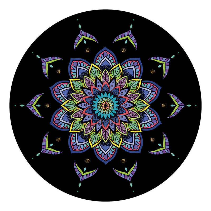 Black Graphic Rug Polyester Bohemian Rug Stain Resistant Rug for Home Decor