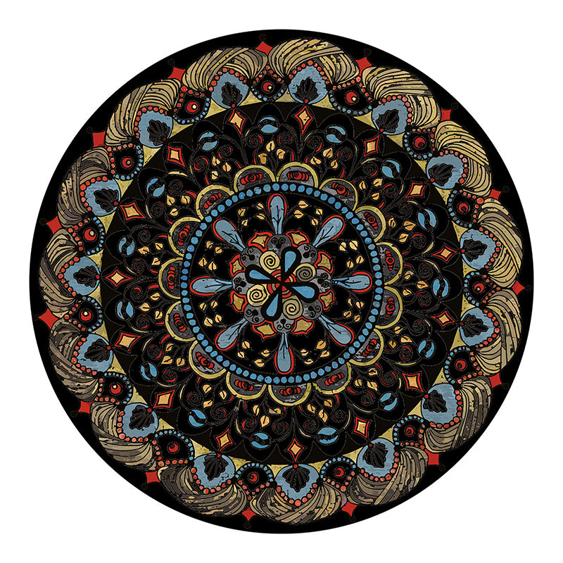 Black Graphic Rug Polyester Bohemian Rug Stain Resistant Rug for Home Decor