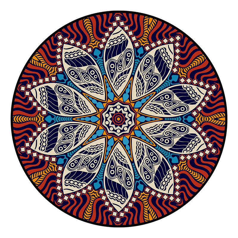 Black Graphic Rug Polyester Bohemian Rug Stain Resistant Rug for Home Decor