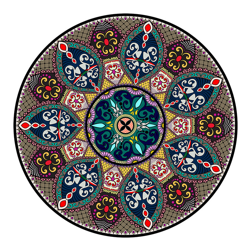 Black Graphic Rug Polyester Bohemian Rug Stain Resistant Rug for Home Decor