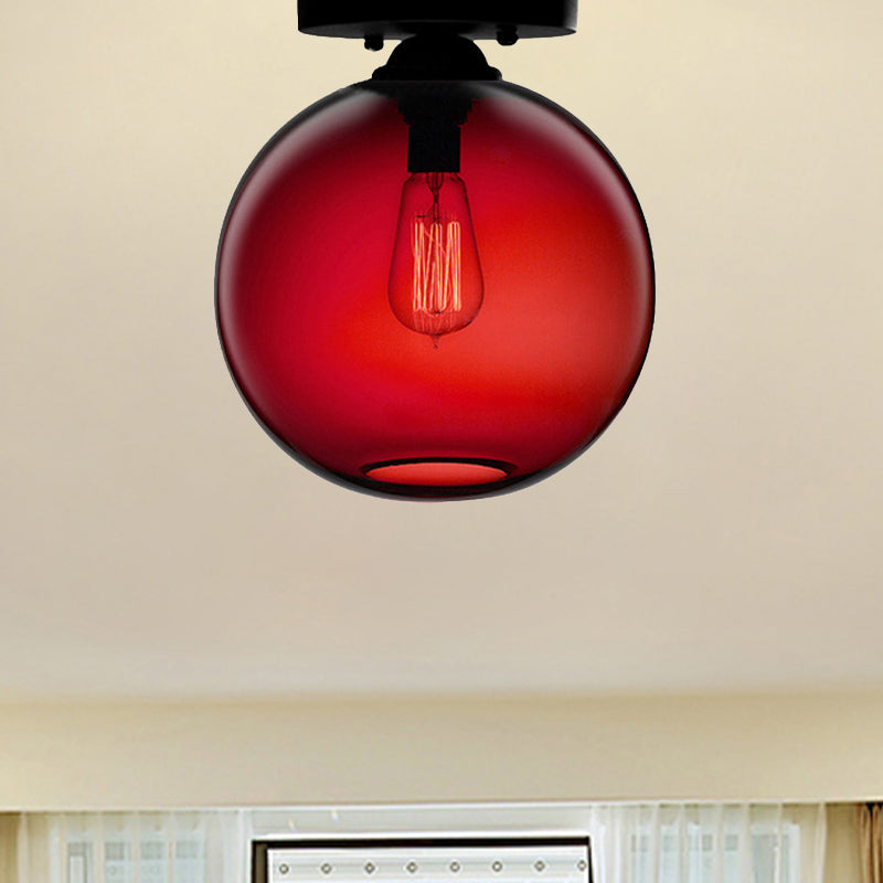 Red/Sky Blue/Amber/Dark Smoke/Coffee Orbit Ceiling Light Fixture Contemporary Glass 1 Head Indoor Ceiling Flush Mount Clearhalo 'Ceiling Lights' 'Close To Ceiling Lights' 'Close to ceiling' 'Flush mount' Lighting' 438250