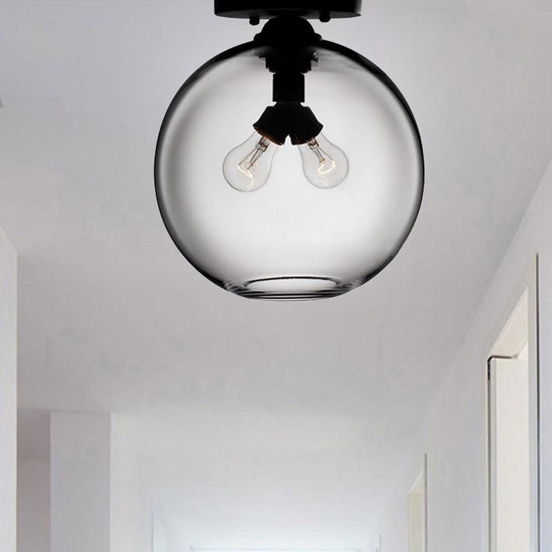 Global Ceiling Mounted Light with Red/Sky Blue/Amber/Dark Smoke/Coffee Glass Shade Modern 2-Head Flushmount Ceiling Lamp Clearhalo 'Ceiling Lights' 'Close To Ceiling Lights' 'Close to ceiling' 'Flush mount' Lighting' 438252