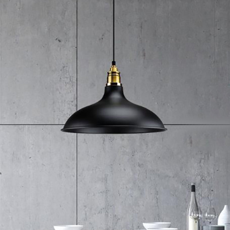 1 Bulb Hanging Lamp with Bowl Shade and Adjustable Cord Metal Loft Style Indoor Ceiling Light Fixture in Black Clearhalo 'Art Deco Pendants' 'Black' 'Cast Iron' 'Ceiling Lights' 'Ceramic' 'Crystal' 'Industrial Pendants' 'Industrial' 'Metal' 'Middle Century Pendants' 'Pendant Lights' 'Pendants' 'Rustic Pendants' 'Tiffany' Lighting' 439048