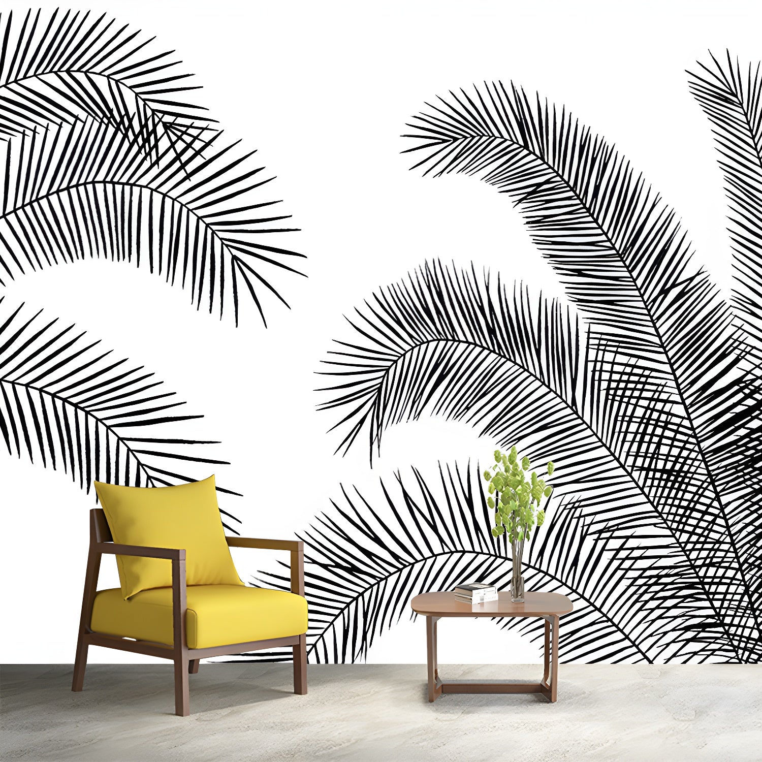 Environmental Illustration Mural Wallpaper Tropical Plants Indoor Wall Mural
