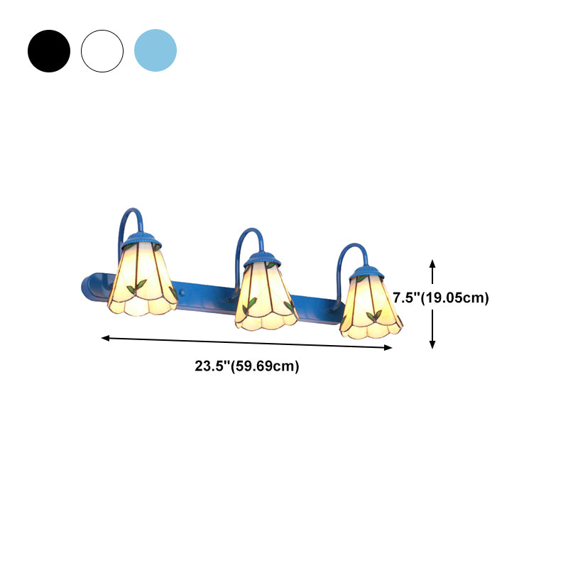 Handcrafted Art Glass Wall Lamp Tiffany Bell Shaped Bathroom Vanity Light