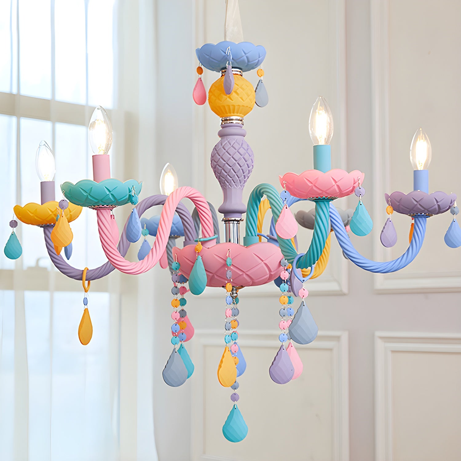 Nordic Multi Head Candle Chandelier Macron Metal Chandelier Lighting Fixtures for Bedroom