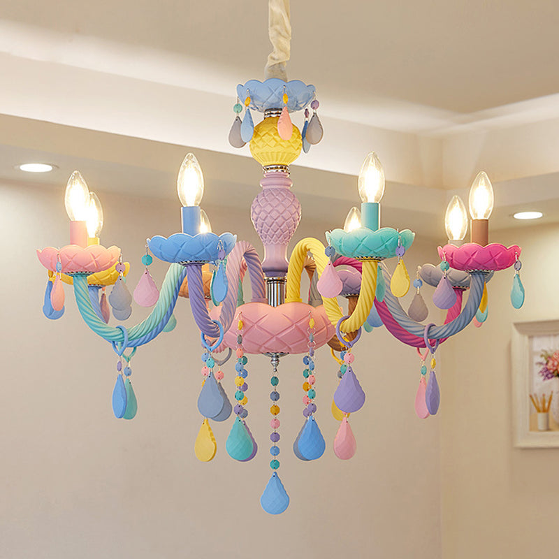 Nordic Multi Head Candle Chandelier Macron Metal Chandelier Lighting Fixtures for Bedroom