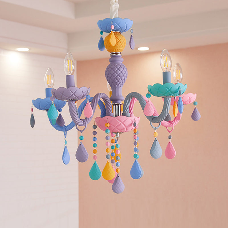 Nordic Multi Head Candle Chandelier Macron Metal Chandelier Lighting Fixtures for Bedroom