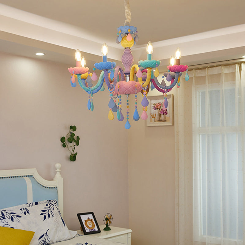 Nordic Multi Head Candle Chandelier Macron Metal Chandelier Lighting Fixtures for Bedroom