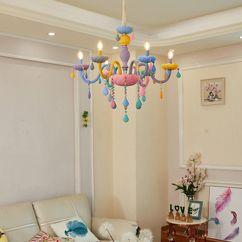 Nordic Multi Head Candle Chandelier Macron Metal Chandelier Lighting Fixtures for Bedroom