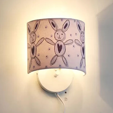 Kids Undertint Wall Light Drum Shape One Light Fabric Wall Lamp for Stair Hallway Clearhalo 'Art deco wall lights' 'Cast Iron' 'Glass' 'Industrial' 'Middle century wall lights' 'Modern' 'Tiffany wall lights' 'Tiffany' 'Traditional wall lights' 'Wall Lamps & Sconces' 'Wall Lights' Lighting' 45052