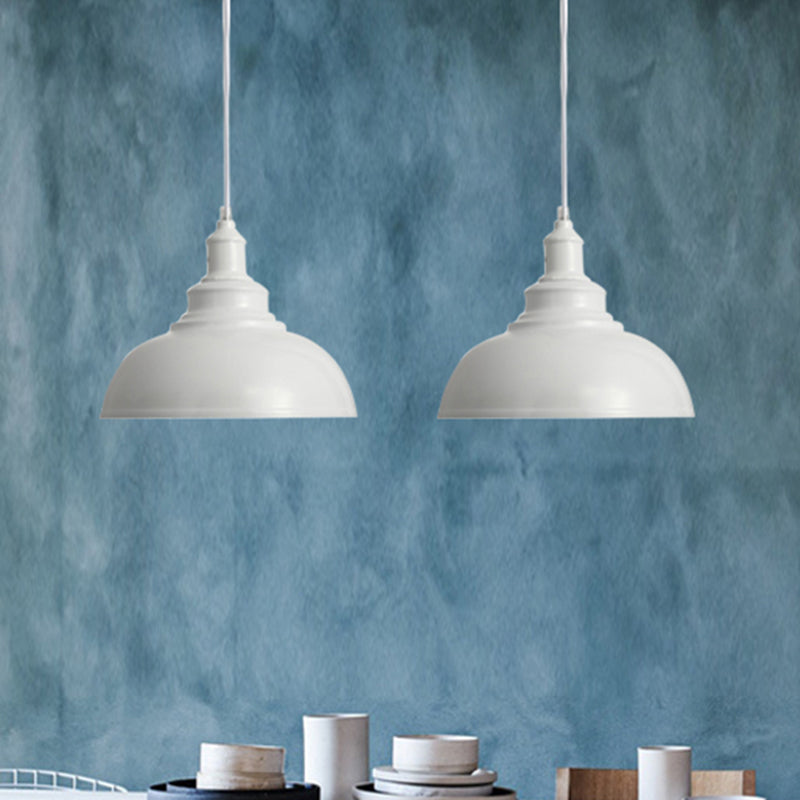 Black/Gray 1 Bulb Hanging Fixture Retro Metal Dome Shade Ceiling Pendant with Adjustable Cord, 12"/14"/16" W Clearhalo 'Art Deco Pendants' 'Black' 'Cast Iron' 'Ceiling Lights' 'Ceramic' 'Crystal' 'Industrial Pendants' 'Industrial' 'Metal' 'Middle Century Pendants' 'Pendant Lights' 'Pendants' 'Rustic Pendants' 'Tiffany' Lighting' 452488