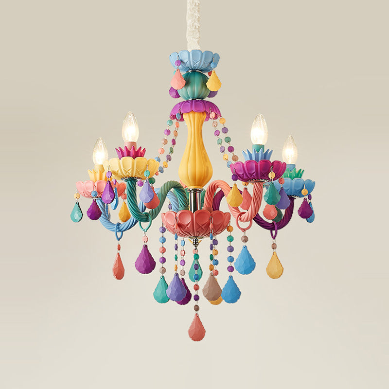 Candle Chandelier Light Nordic Macron Glass Living Room Hanging Pendant