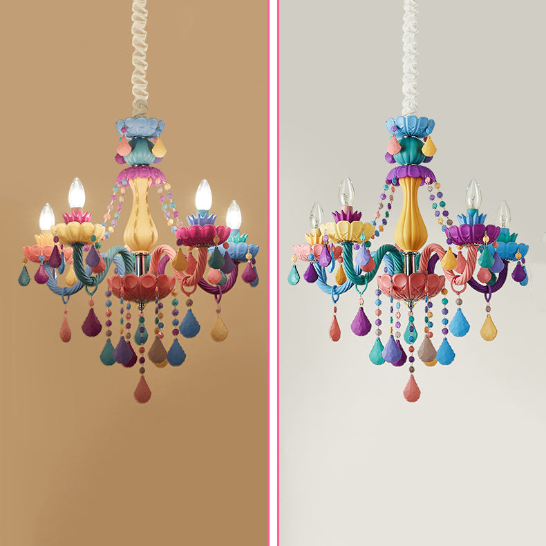 Candle Chandelier Light Nordic Macron Glass Living Room Hanging Pendant