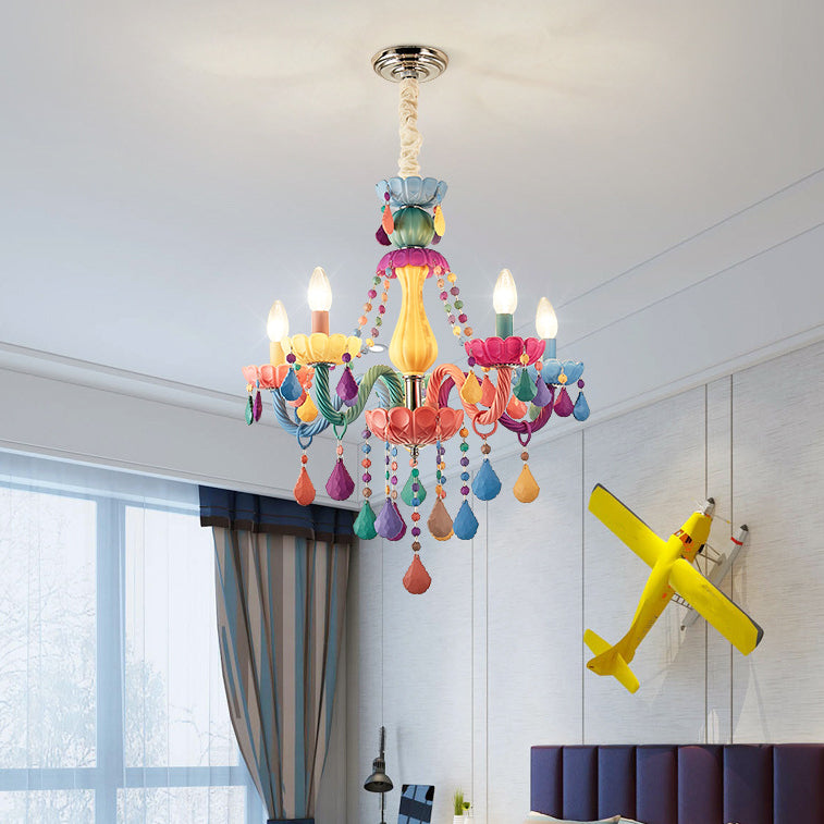 Candle Chandelier Light Nordic Macron Glass Living Room Hanging Pendant