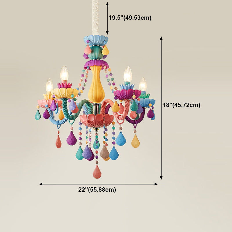 Candle Chandelier Light Nordic Macron Glass Living Room Hanging Pendant