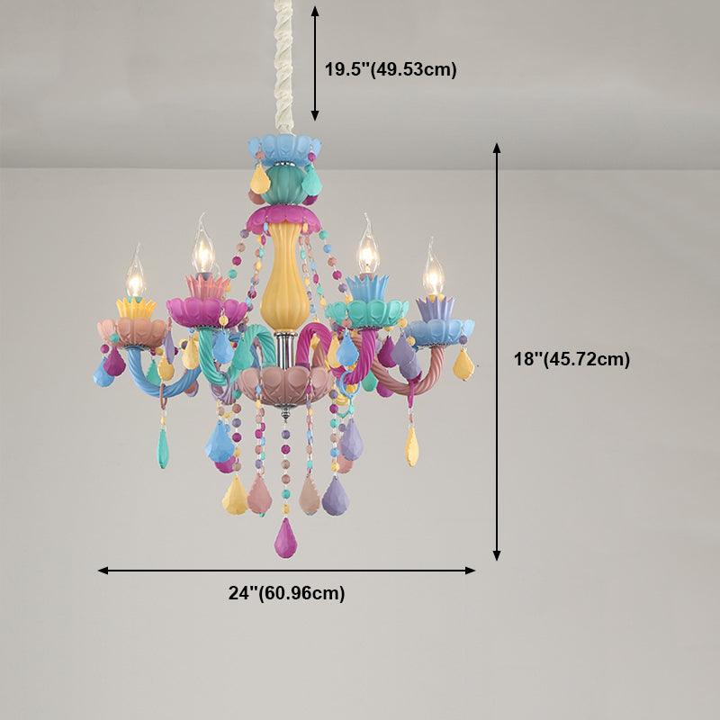 Candle Chandelier Light Nordic Macron Glass Living Room Hanging Pendant