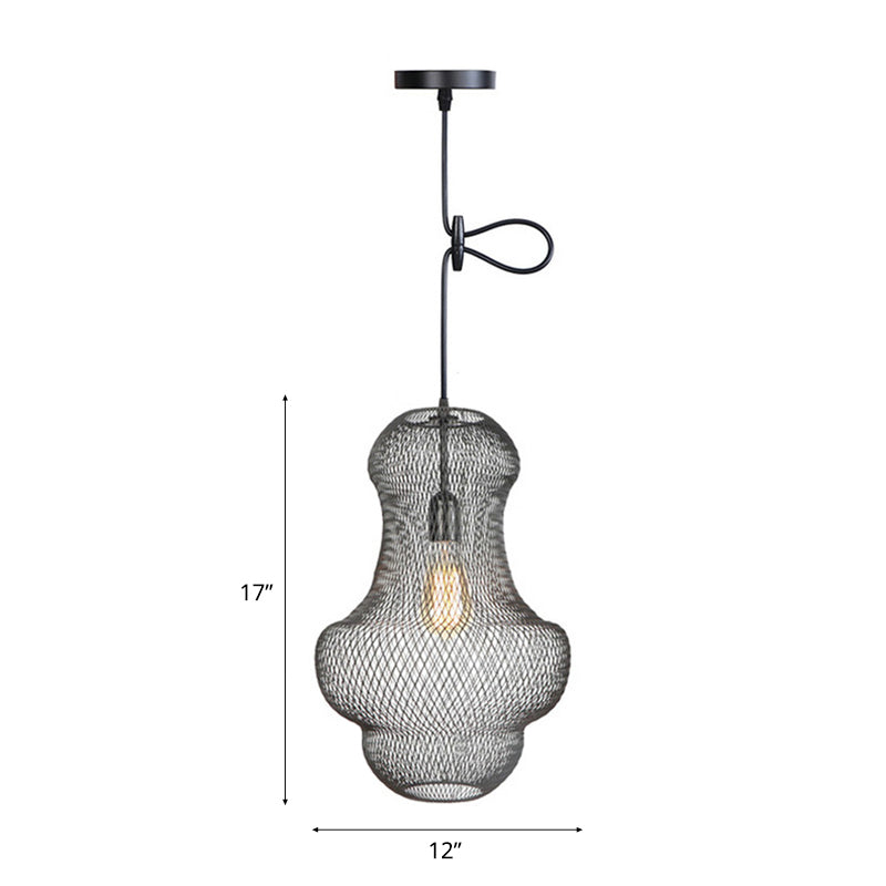 Black Mesh Cage Pendant Light Industrial Metal One Light Dining Room Hanging Lamp Clearhalo 'Art Deco Pendants' 'Black' 'Cast Iron' 'Ceiling Lights' 'Ceramic' 'Crystal' 'Industrial Pendants' 'Industrial' 'Metal' 'Middle Century Pendants' 'Pendant Lights' 'Pendants' 'Rustic Pendants' 'Tiffany' Lighting' 45603