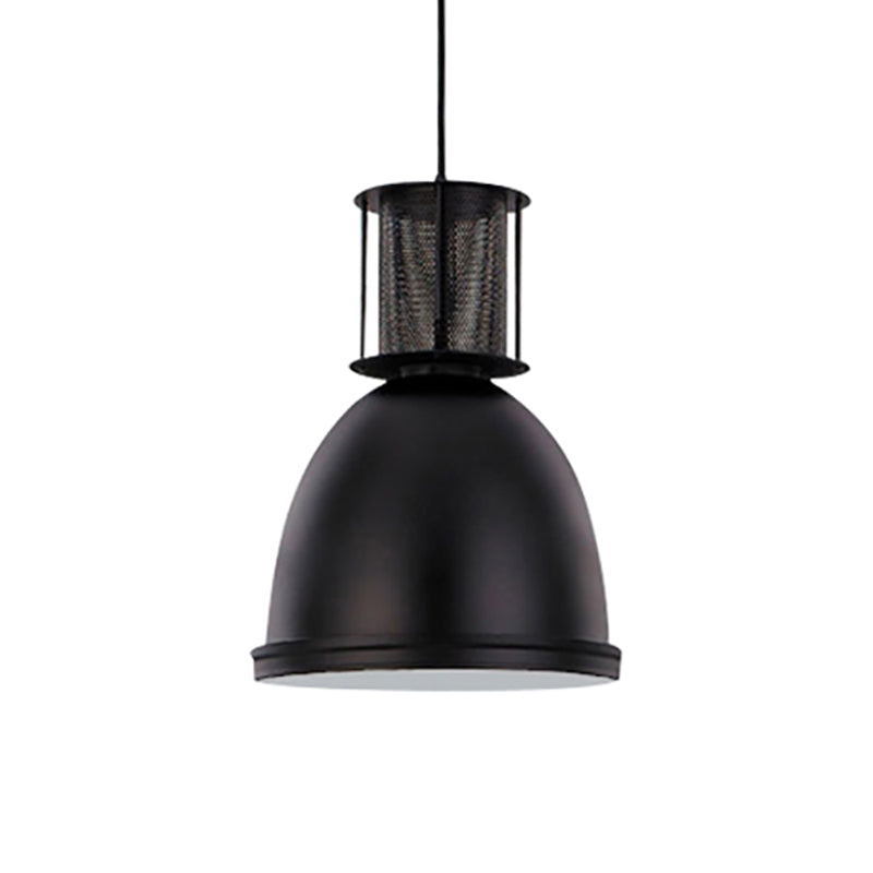 1 Light Dome Pendant Lighting Retro Metallic Black Finish Suspension Lamp with Mesh Design, 7.5"/11" Width Clearhalo 'Art Deco Pendants' 'Black' 'Cast Iron' 'Ceiling Lights' 'Ceramic' 'Crystal' 'Industrial Pendants' 'Industrial' 'Metal' 'Middle Century Pendants' 'Pendant Lights' 'Pendants' 'Rustic Pendants' 'Tiffany' Lighting' 456360
