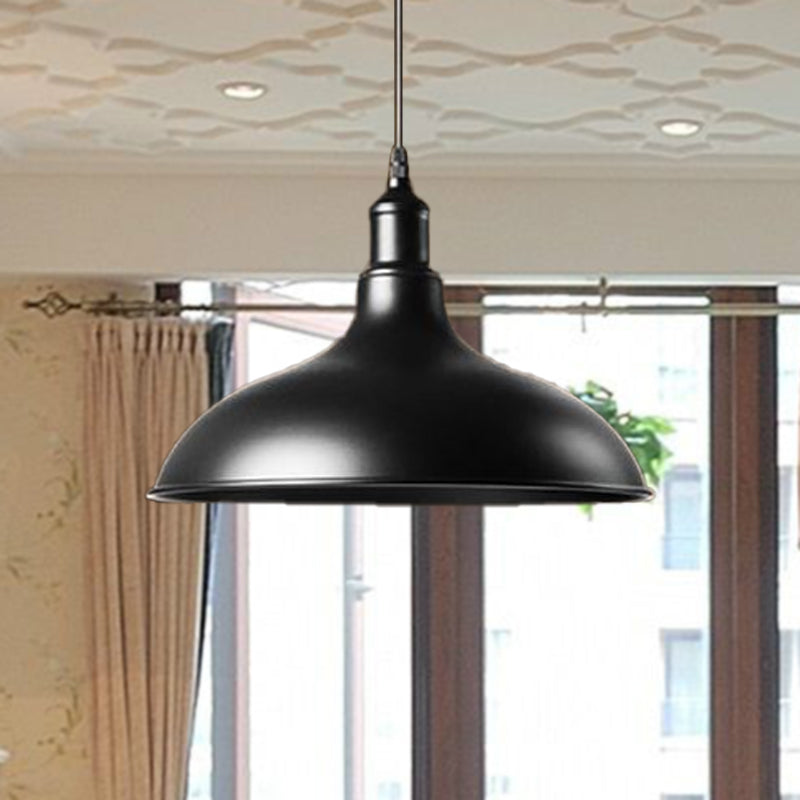 1 Light Metal Ceiling Pendant Industrial Style Matte Black/Black Bowl Living Room Hanging Lamp Clearhalo 'Art Deco Pendants' 'Black' 'Cast Iron' 'Ceiling Lights' 'Ceramic' 'Crystal' 'Industrial Pendants' 'Industrial' 'Metal' 'Middle Century Pendants' 'Pendant Lights' 'Pendants' 'Rustic Pendants' 'Tiffany' Lighting' 456394