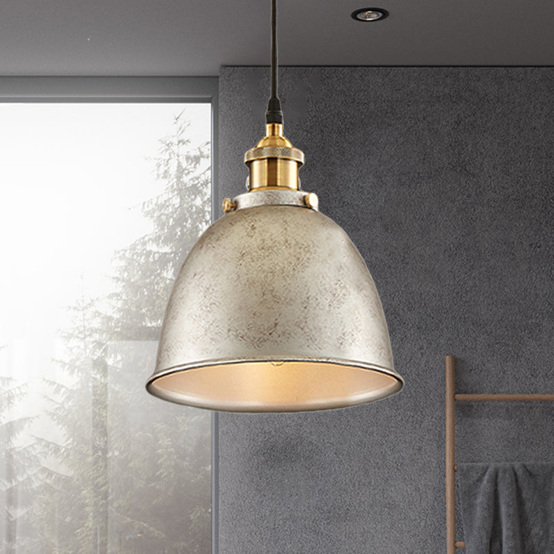 Antique Style Dome Pendant Lamp 1 Light Wrought Iron Hanging Light Fixture with Cord in Black/Rust Clearhalo 'Art Deco Pendants' 'Black' 'Cast Iron' 'Ceiling Lights' 'Ceramic' 'Crystal' 'Industrial Pendants' 'Industrial' 'Metal' 'Middle Century Pendants' 'Pendant Lights' 'Pendants' 'Rustic Pendants' 'Tiffany' Lighting' 456401