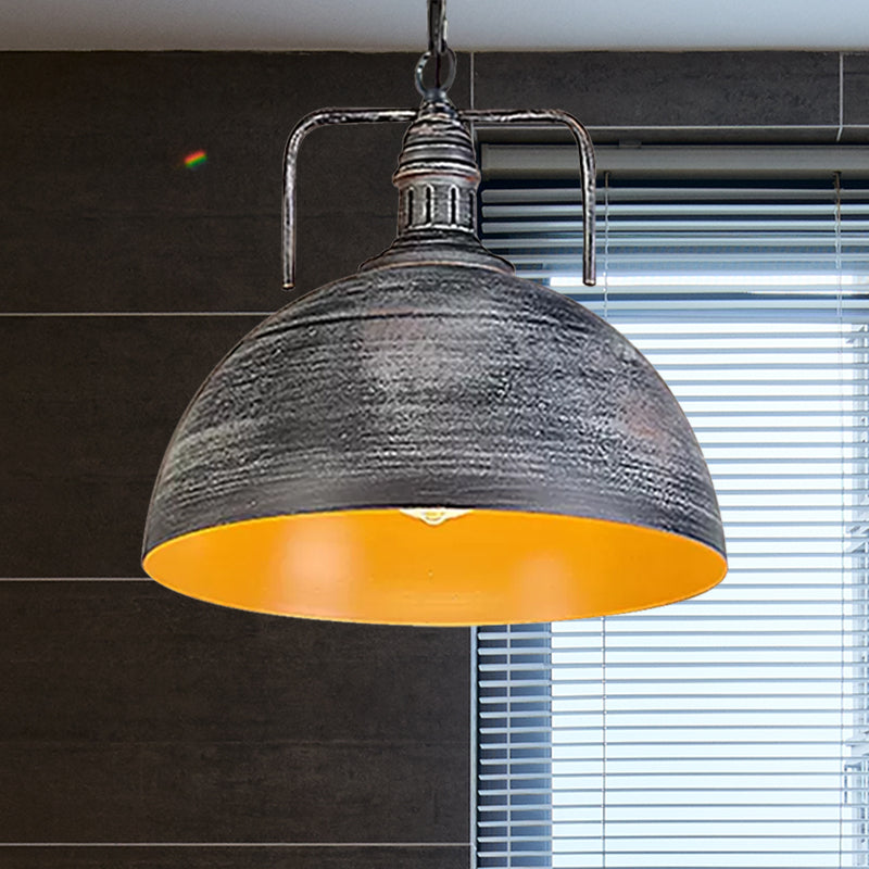 8"/12"/16" W 1 Bulb Pendant Light Antique Style Metal Hanging Light Fixture in Dark Grey/Light Grey for Dining Room Clearhalo 'Art Deco Pendants' 'Cast Iron' 'Ceiling Lights' 'Ceramic' 'Crystal' 'Industrial Pendants' 'Industrial' 'Metal' 'Middle Century Pendants' 'Pendant Lights' 'Pendants' 'Tiffany' Lighting' 456434