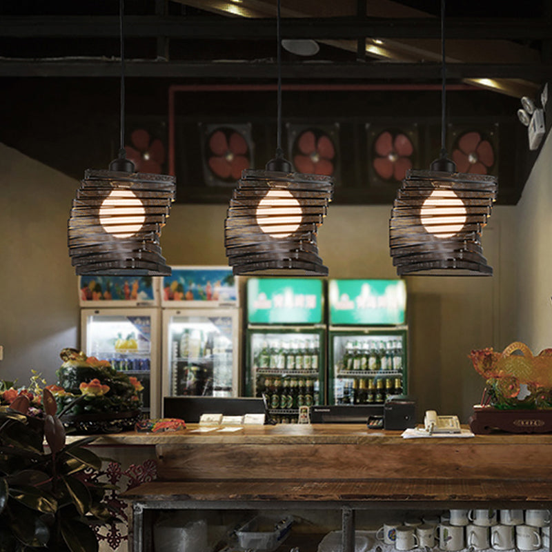 1 Bulb Twist Mesh Screen Pendant Light Industrial Black/White Metal Hanging Lamp with Triangle Shade Clearhalo 'Art Deco Pendants' 'Black' 'Cast Iron' 'Ceiling Lights' 'Ceramic' 'Crystal' 'Industrial Pendants' 'Industrial' 'Metal' 'Middle Century Pendants' 'Pendant Lights' 'Pendants' 'Rustic Pendants' 'Tiffany' Lighting' 456462