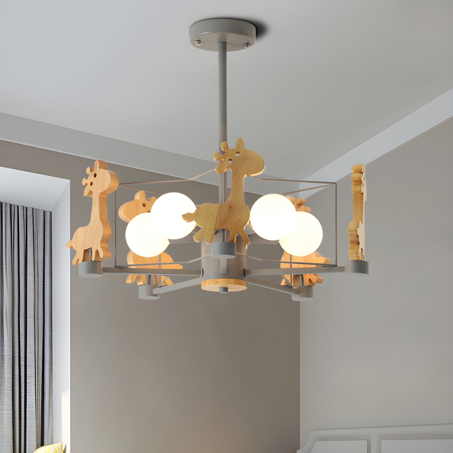 Colorful Simple Chandelier Macron 5-Light Hanging Light for Kid Room