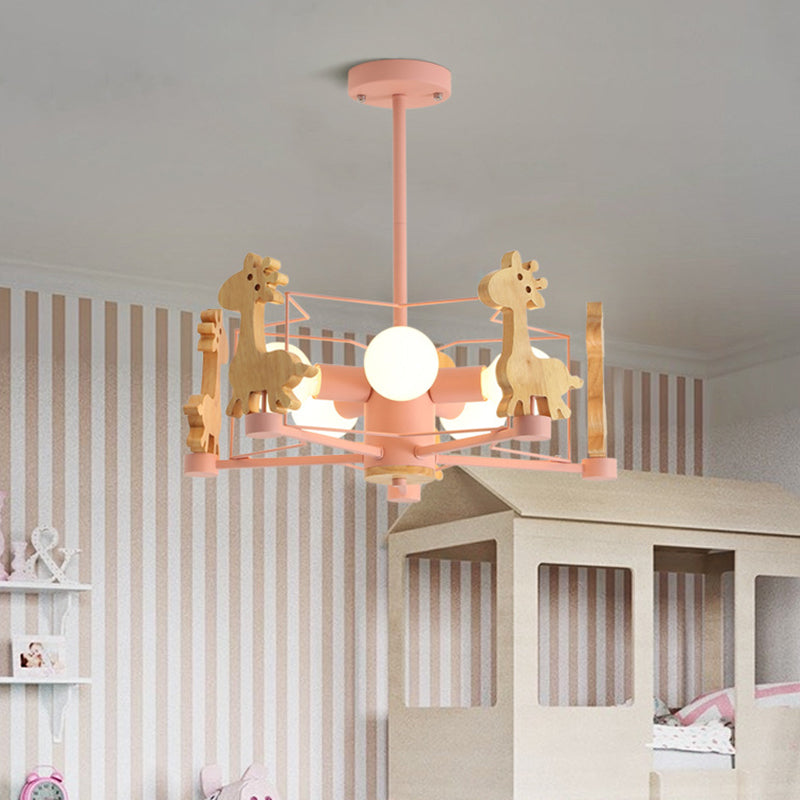 Colorful Simple Chandelier Macron 5-Light Hanging Light for Kid Room