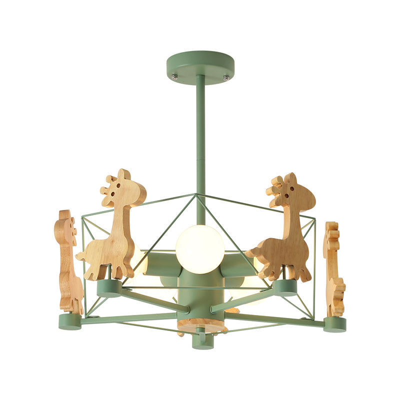 Colorful Simple Chandelier Macron 5-Light Hanging Light for Kid Room