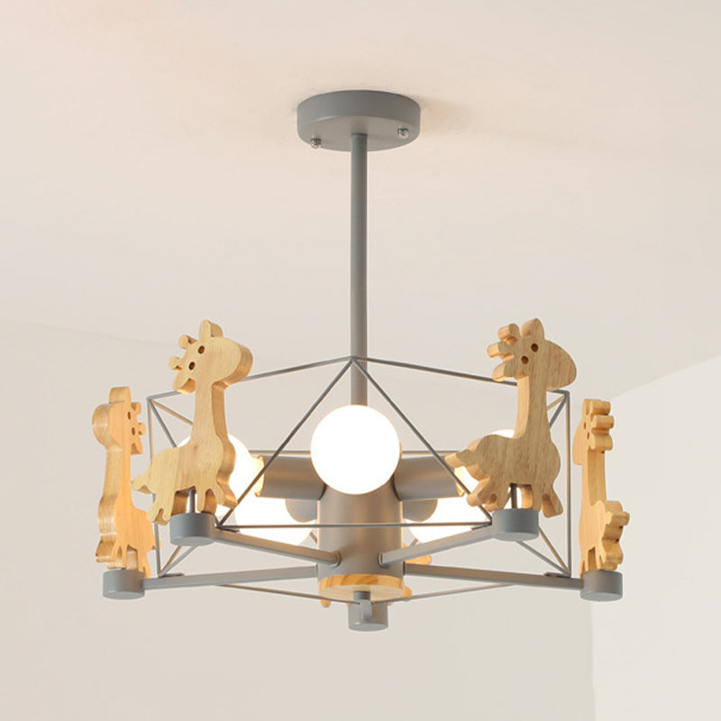 Colorful Simple Chandelier Macron 5-Light Hanging Light for Kid Room