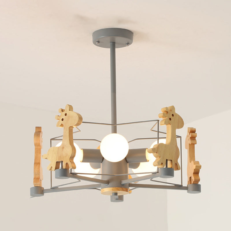 Colorful Simple Chandelier Macron 5-Light Hanging Light for Kid Room