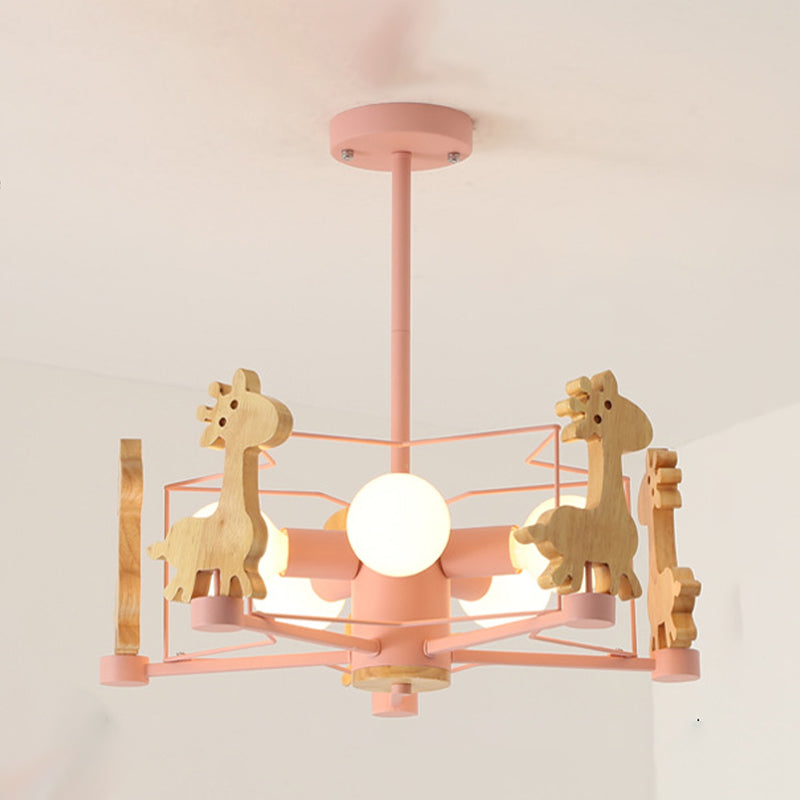 Colorful Simple Chandelier Macron 5-Light Hanging Light for Kid Room