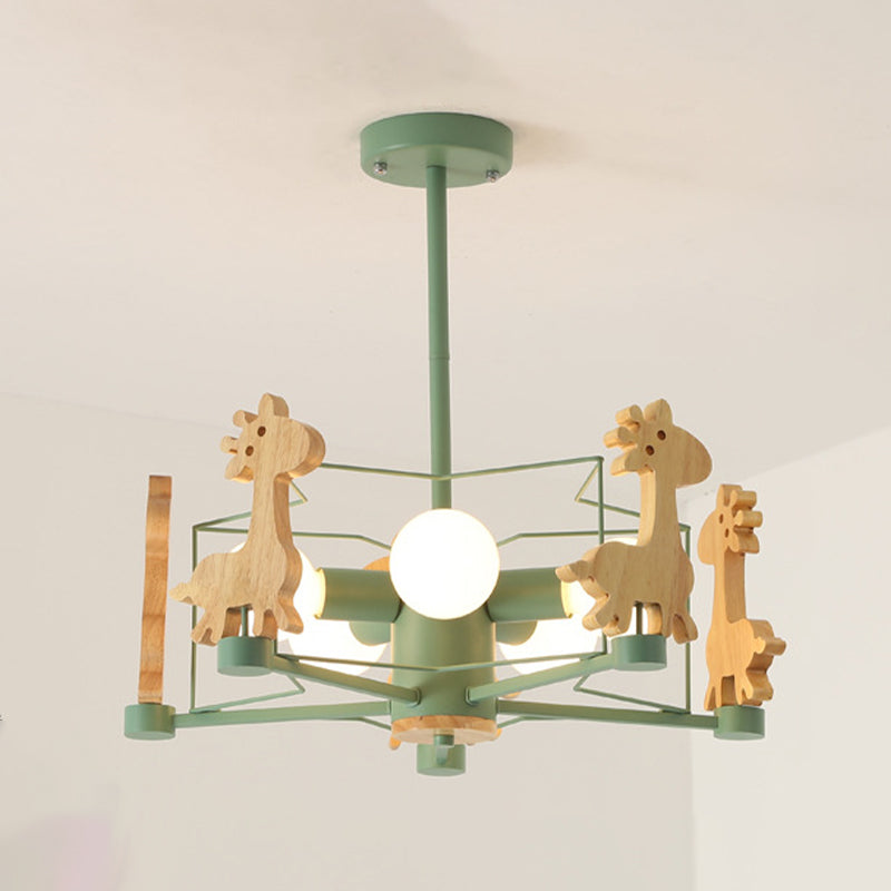 Colorful Simple Chandelier Macron 5-Light Hanging Light for Kid Room